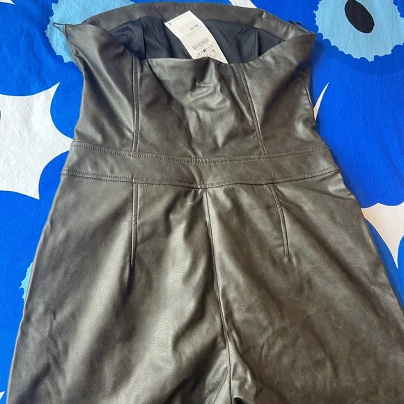 Zara Faux Leather Green/Brown Jumpsuit - Picture 4 of 5